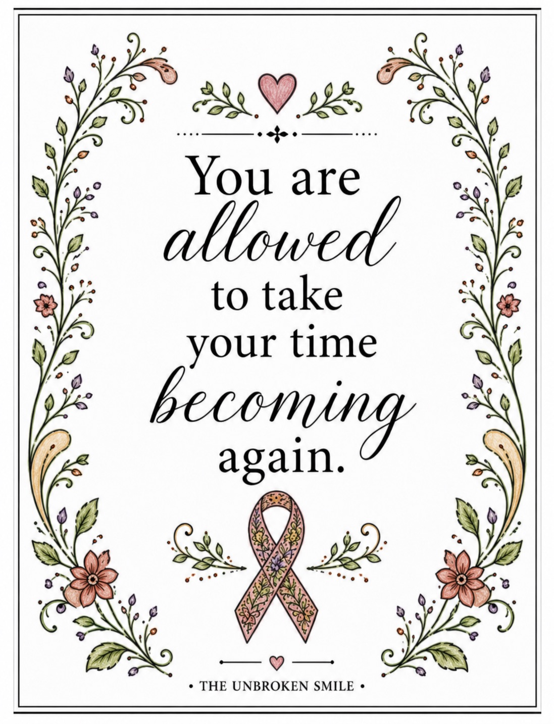 A real The Unbroken Smile coloring page filled with earthy colored pencil