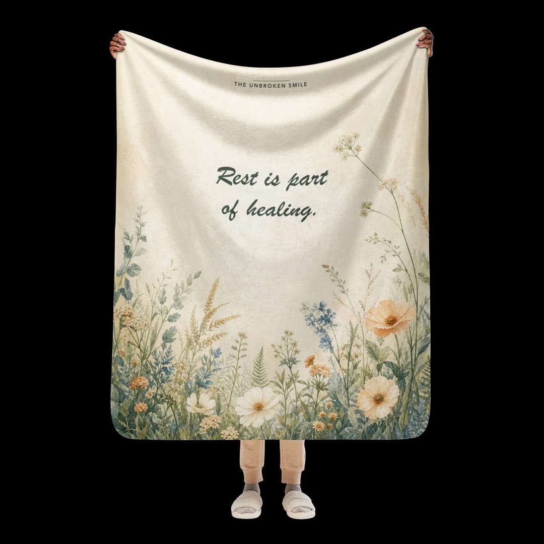 Surgery Recovery Blanket, a 50 by 60 sherpa throw with wildflower art, a thoughtful get well gift