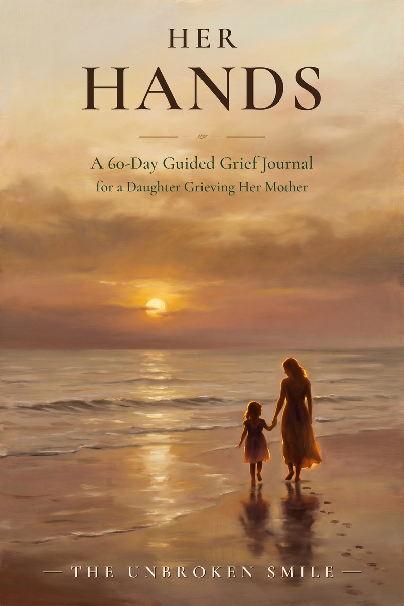 Her Hands, a 60-day guided grief journal for a daughter grieving her mother, by The Unbroken Smile