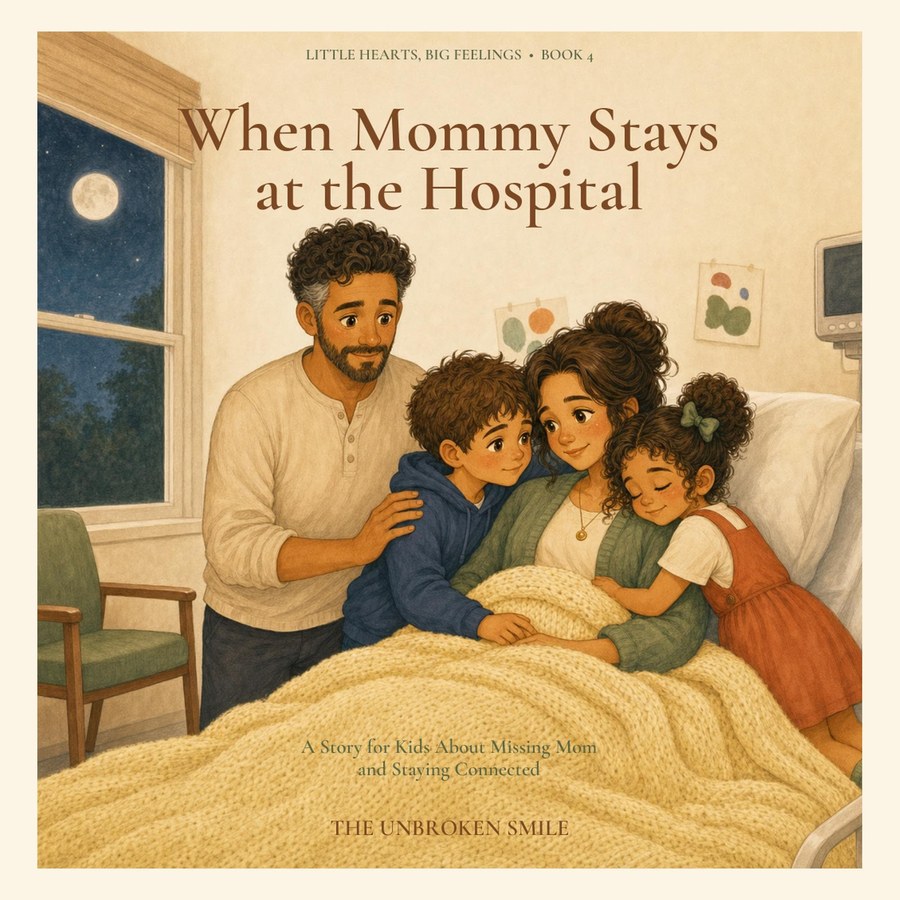 When Mommy Stays at the Hospital, a children's picture book about a parent's hospital stay, Book 4 of the Little Hearts Big Feelings series by The Unbroken Smile